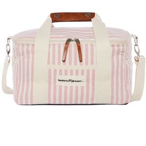 Pink and White Striped Cooler Bag